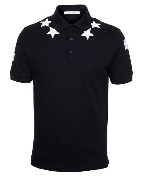 givenchy black star polo|givenchy star sleeve polo shirts.